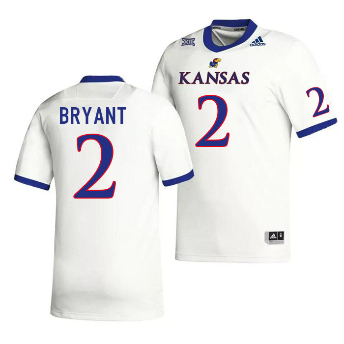 Men #2 Cobee Bryant Kansas Jayhawks College Football Jerseys Stitched Sale-White - Click Image to Close